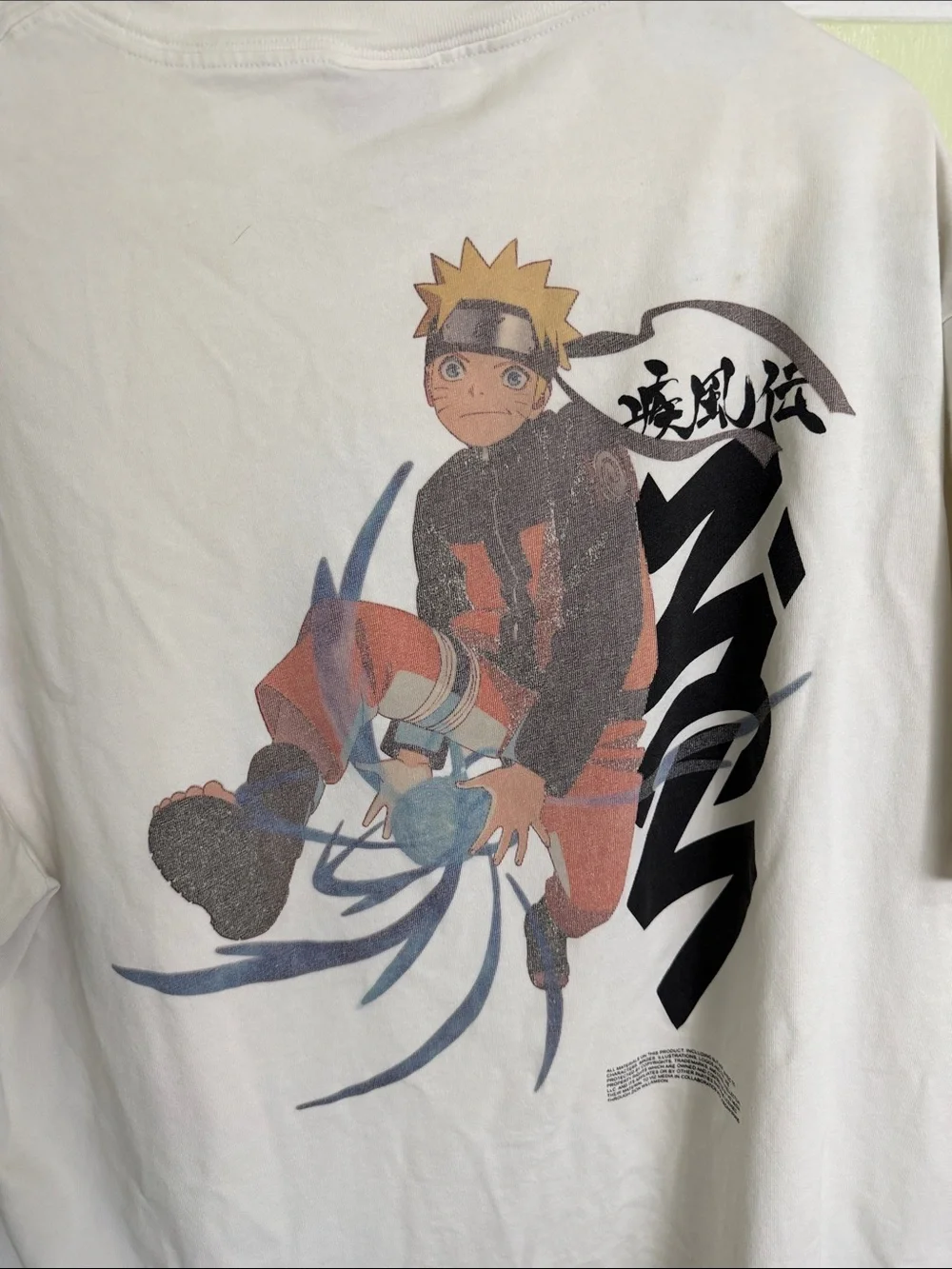 (2317)Jordan/Naruto collaboration White Short Sleeve Tee/Vertical Black Logo, XL